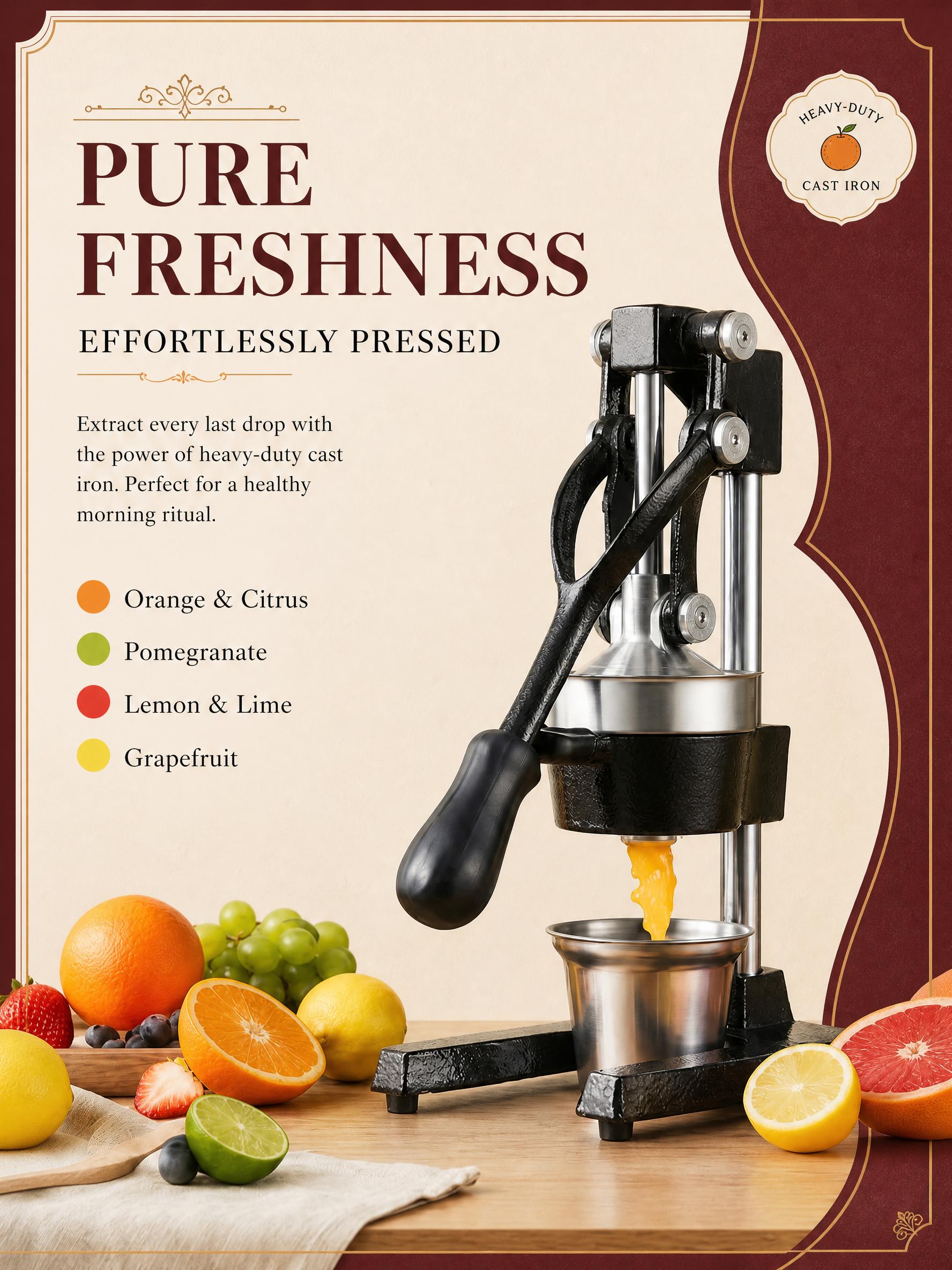 Citrus Juicer Bar - 수동 주서기, 수동 감귤류 착즙기, 400ml