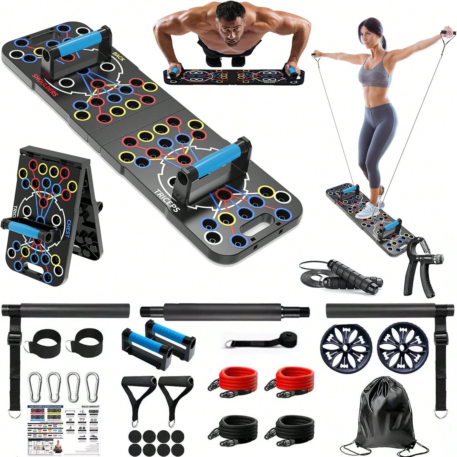 Home Bar Setup Kit - 다기능 접이식 푸시업 보드 세트, 저항