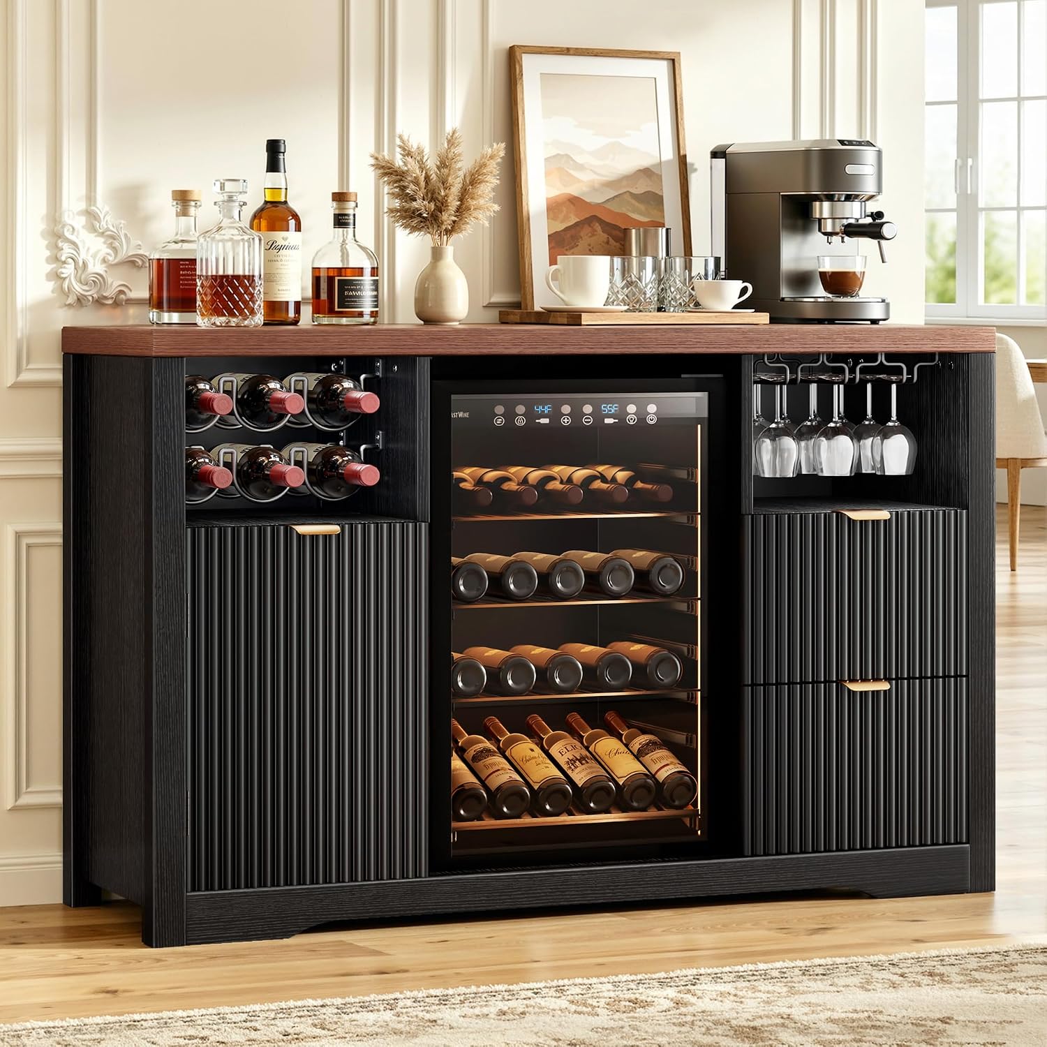 미니 냉장고 공간이 있는 커피 바 캐비닛, 수납 공간이 - Home Bar And Fridge 리뷰 및 가격