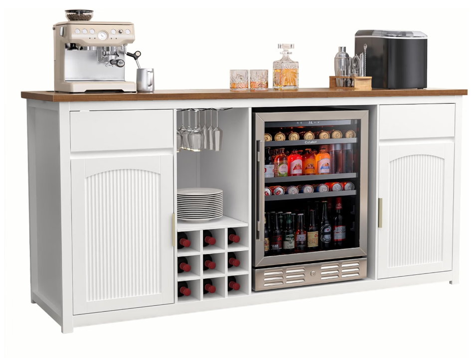 78.7인치 홈 바 캐비닛, 냉장고 공간 포함, 주름  - Home Bar And Fridge 리뷰 및 가격