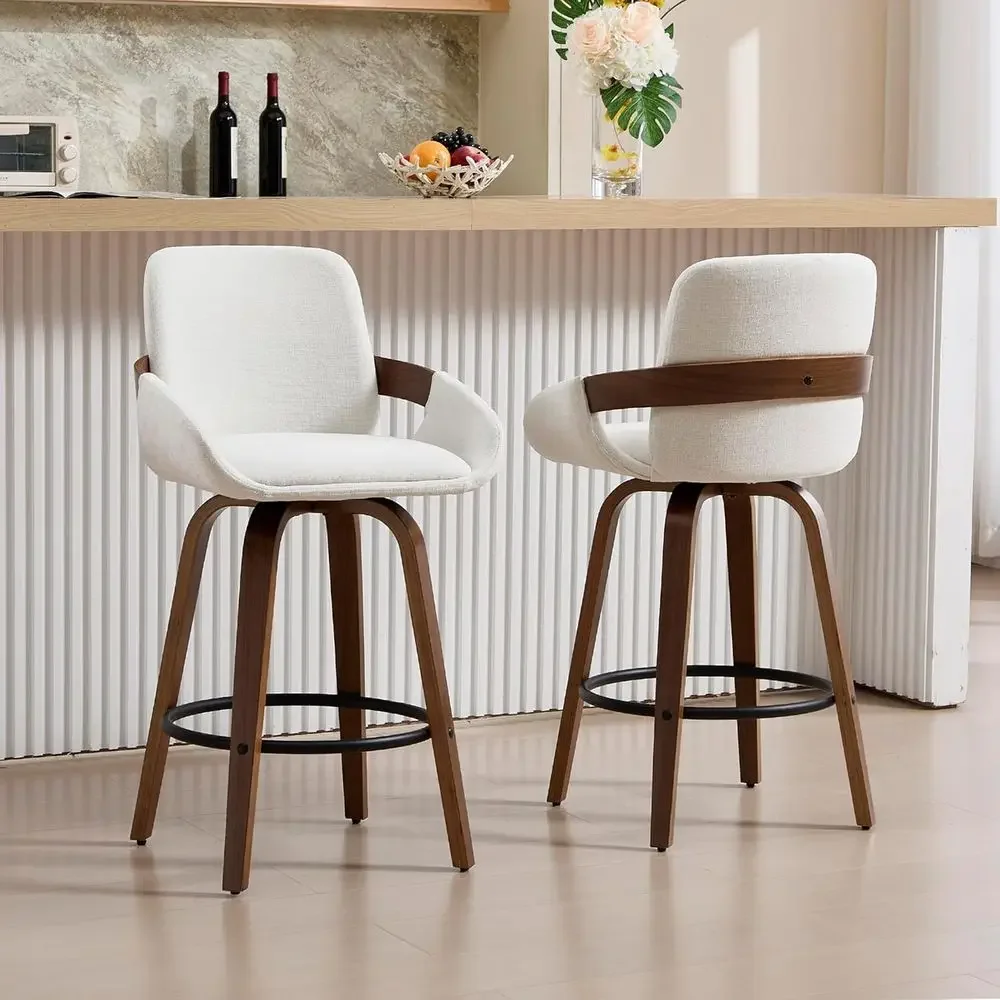 베이지색 패브릭 등받이가 있는 회전식 바 스툴, 월넛  - Home Bar Stools 리뷰 및 가격