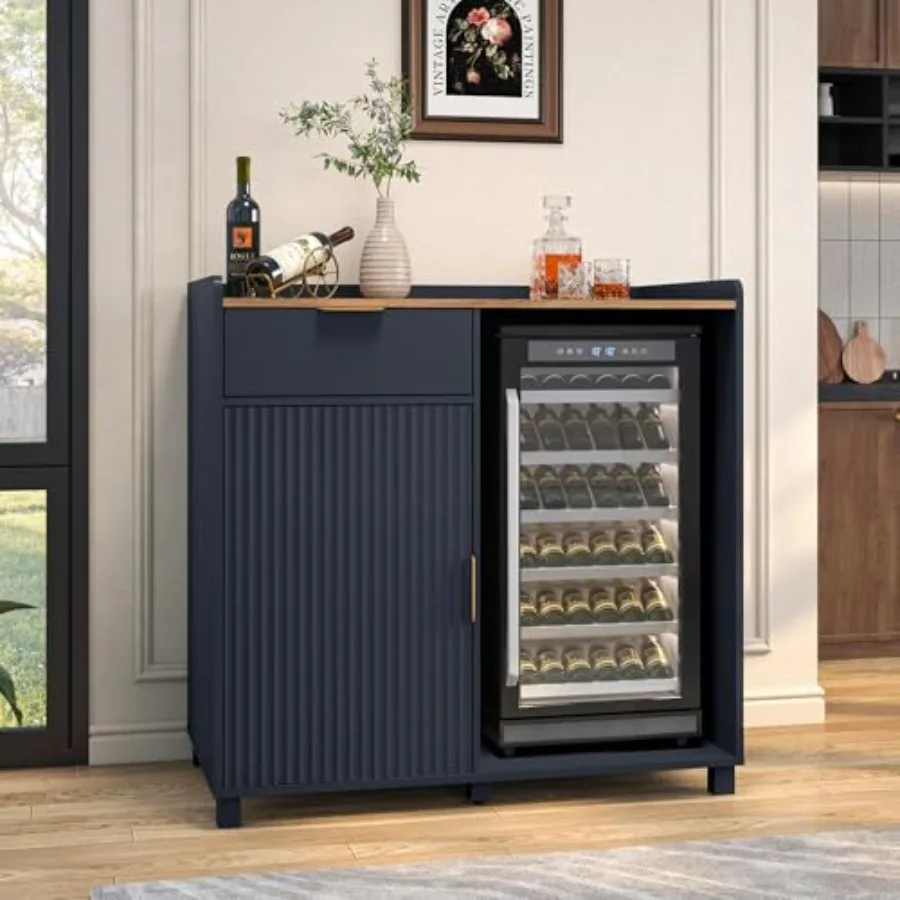 현대적인 홈 바에 어울리는 호두색 마감의 바 캐비닛으로 - Home Bar And Fridge 리뷰 및 가격