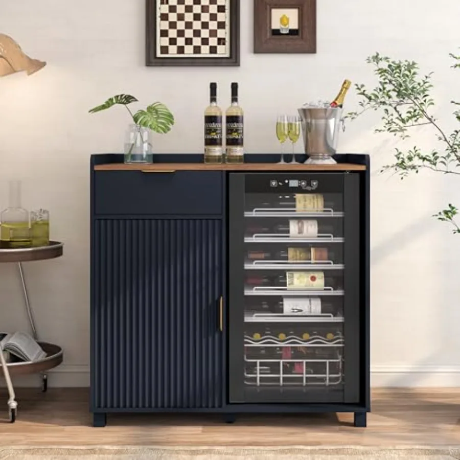 현대적인 홈 바에 어울리는 호두색 마감의 바 캐비닛으로 - Home Bar And Fridge 리뷰 및 가격