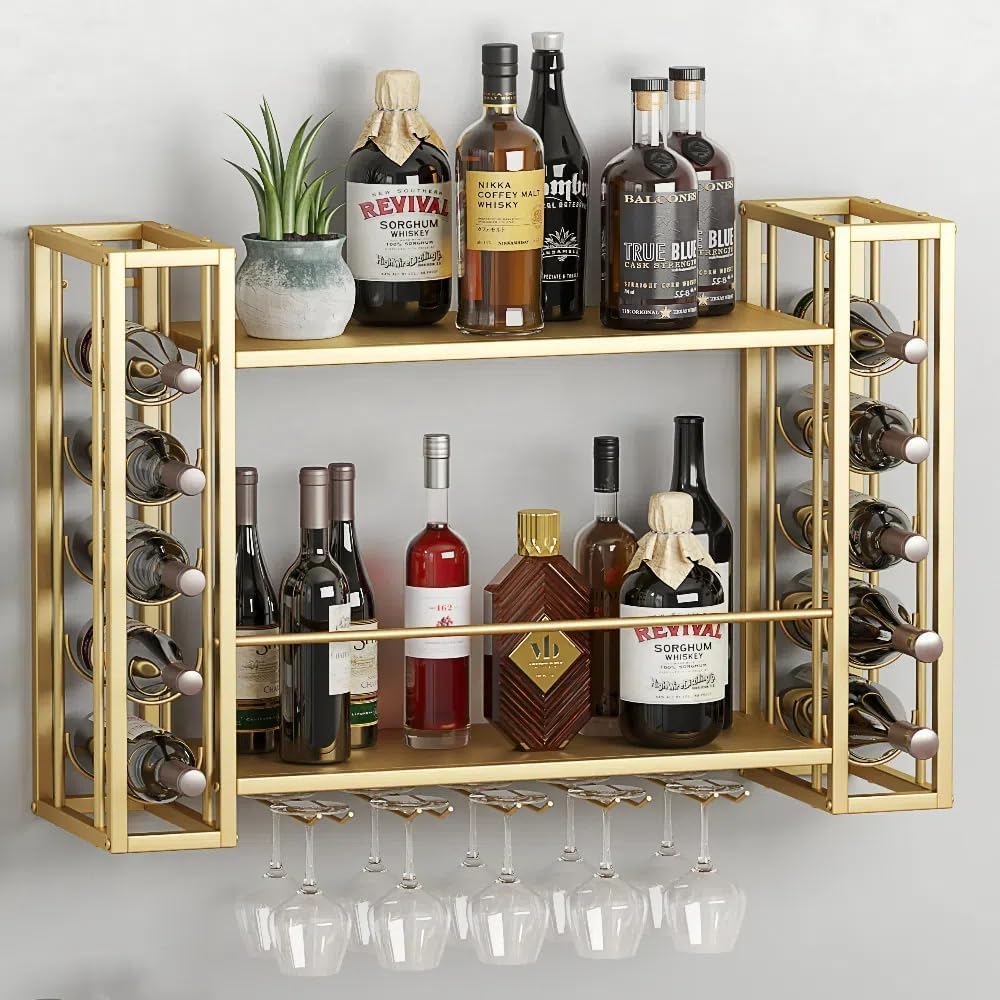 벽걸이형 와인랙, 와인잔걸이가 있는 벽걸이형 와인랙,  - Home Bar Shelf 리뷰 및 가격
